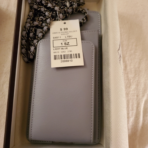 Overland Izmir Leather Crossbody Phone Wallet Light Blue - Picture 6 of 9